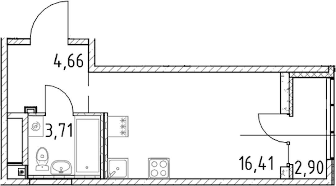 Квартира студия 24.78 м², 11/23 эт., ЖК «Город Первых»